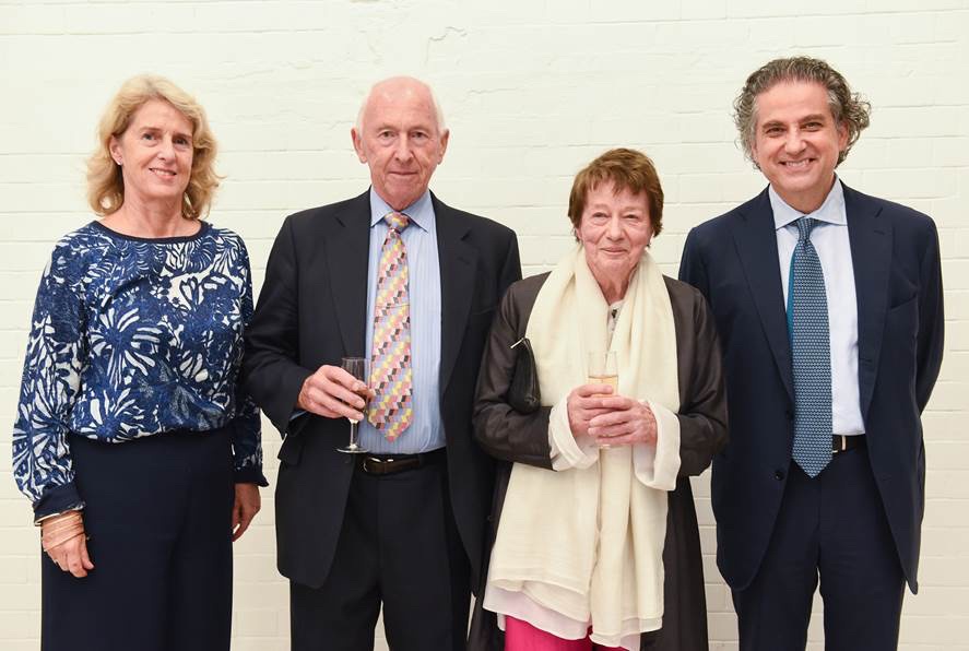 Penny Johnson, Alan Gibson, Bridget Riley, and Professor Andrew Renton, at the opening of the Goldsmiths CCA